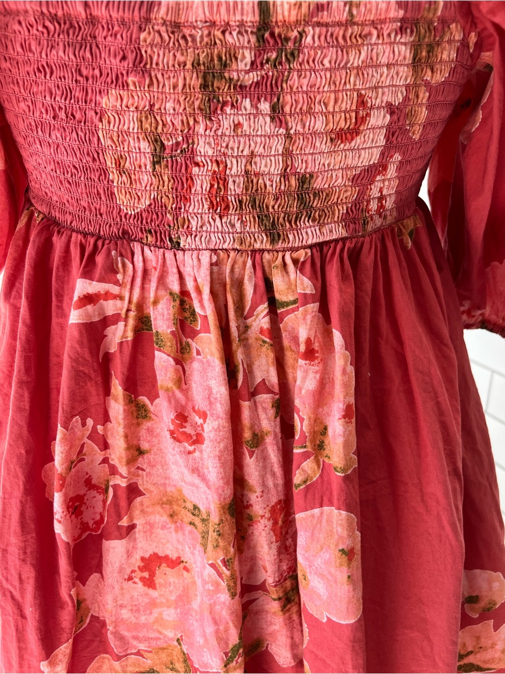Free People Peony Babydoll Puff Sleeve Dress in Peony - Picture 4 of 5